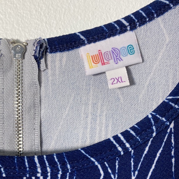 LuLaRoe Navy Blue and White Amelia Dress Size 2XL - Picture 2 of 5